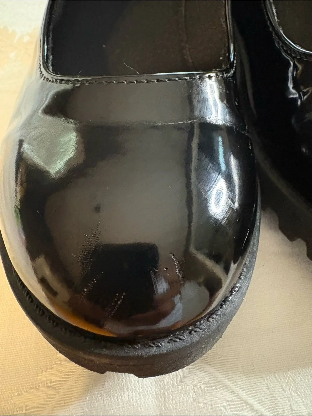 Girls' Black Patent Mary Jane Shoes with Velcro Buckle